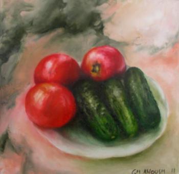 Still life with tomatoes and cucumbers. Gharagyozyan Anoush