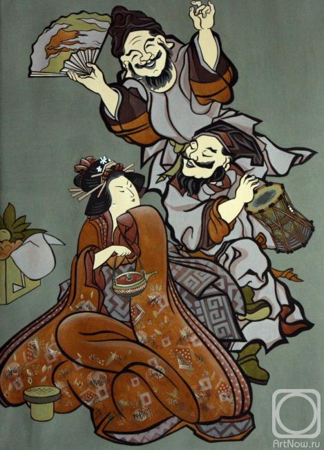 Mukha Irina. Allegory of happiness and riches. Composition on motives of Japanese engravings
