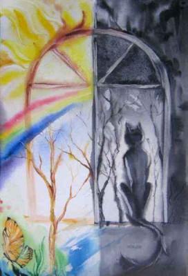 Cat on window. Pupysheva Oksana