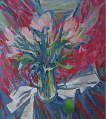 Pink tulips and lime. Belyakova Evgenia