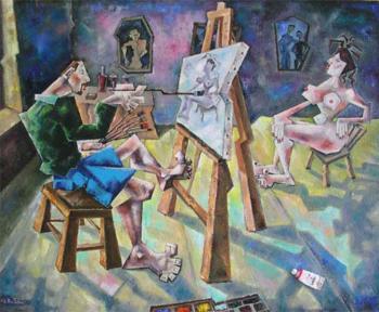 The artist and model