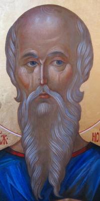 Blessed Nikola Kochanov, Novgorod Wonderworker. Face (fragment)
