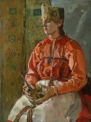 Girl in a kokoshnik. Dolgaya Olga