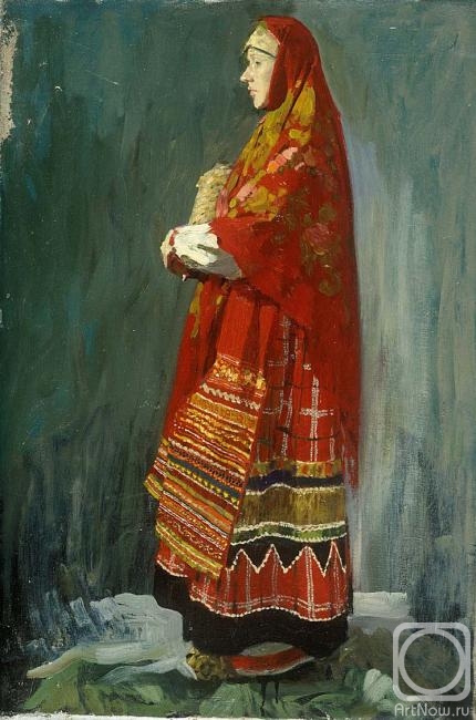 Dolgaya Olga. A young woman in a headscarf