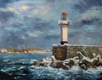 Sunbeam.Lighthouse of Port Varna. Pohomov Vasilii