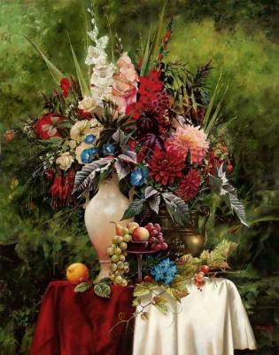 Still-life with a white vase. Golovin Alexey