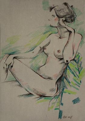 Elena in a green interior. Goda Laima