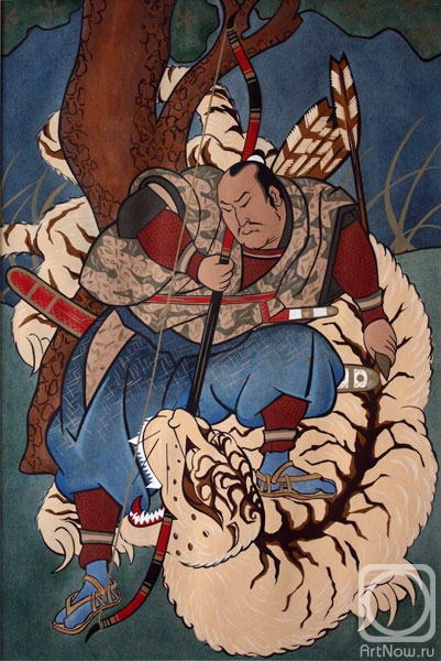 Mukha Irina. The Samurai winning a white tiger