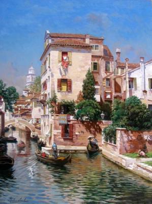 Copy from rubens Santoro's painting The Venice Canal. Gaifullin Airat