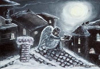Winter night and angel