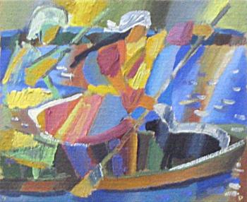 Women in a boat. Arepyev Vladimir