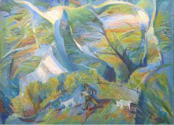 Landscape with a shepherd. Arepyev Vladimir