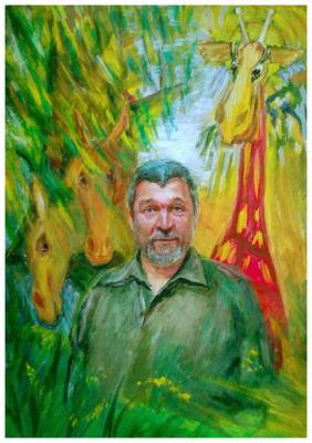 Naive art around (portrait of the poet and artist U.Bronicyn). Polyakov Oleg