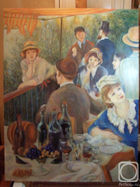 Ostraya Elena. Copy of the painting by O. Renoir "Breakfast of the Rowers" (fragment)