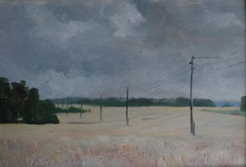 Telegraph poles in the field. Klenov Valeriy