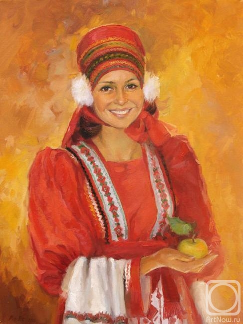 Roshina-Iegorova Oksana. Portrait of Woman in national costume Mordvin