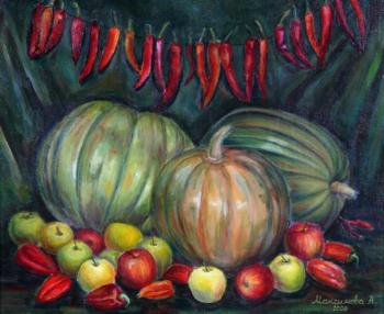 Pumpkins, pepper and apples. Maksimova Anna