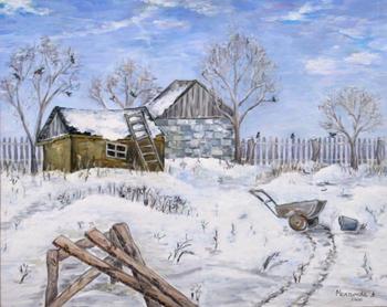 Winter in a court yard (Wheelbarrow). Maksimova Anna