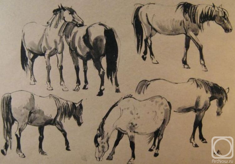 Lapovok Vladimir. Village Horses (sketch)
