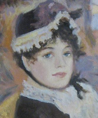Fragment of a copy. Renoir "Girl by the sea". Belyakova Evgenia