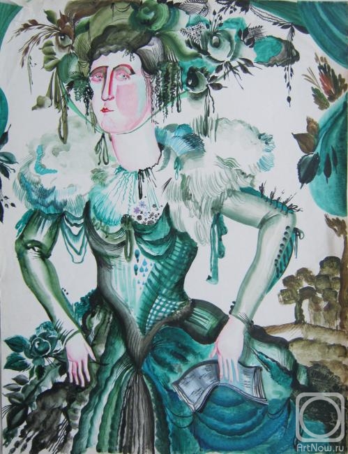 Fedorova Nina. Lady in green dress