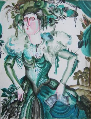 Lady in green dress. Fedorova Nina
