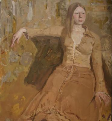 Girl on a golden background