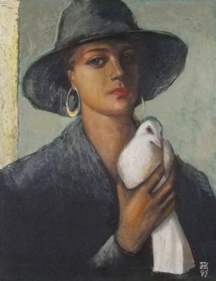 Girl with the pigeon. Karpov Evgeniy