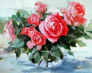 Bouguet of roses in garden (sketch). Kovalenko Lina
