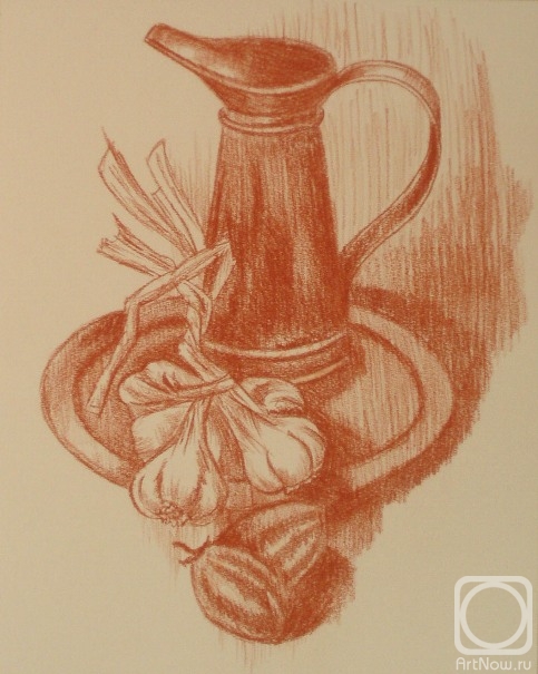 Lukaneva Larissa. 469 (Still life with jug and garlic)