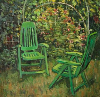 Green armchairs