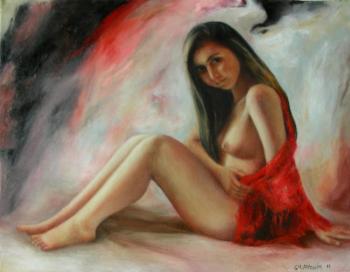 The girl with a red shawl