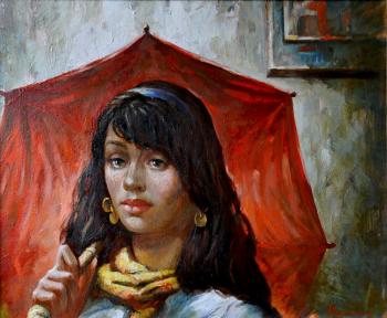 Under a red umbrella. Rozhansky Anatoliy