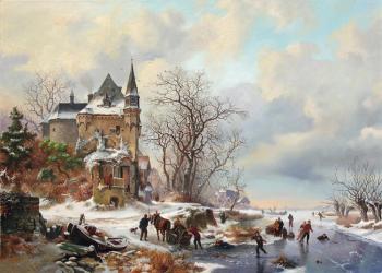 Winter Landscape with Iceskaters by a Castle