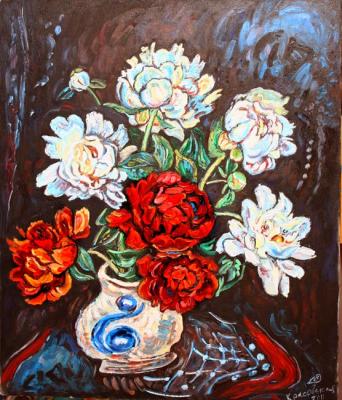 Red and white peonies. Krasovskaya Tatyana