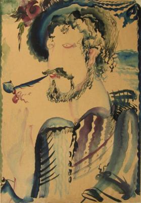 Portrait of a Man with a Pipe. Fedorova Nina