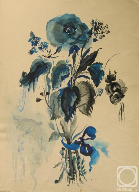 Fedorova Nina. Blue rose and butterfly