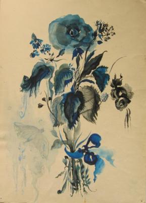 Blue rose and butterfly. Fedorova Nina