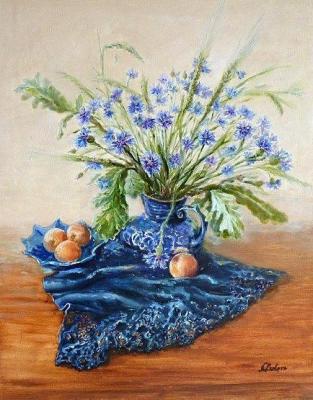 Still life with cornflowers