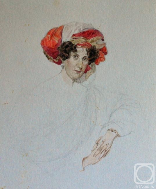 Zarubina Elena. Carl Bryullov. Portrait of an Unknown Woman in a turban