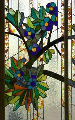 Stained-glass window "The Dark blue bird" the fragment