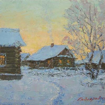 It's a frosty evening. Village