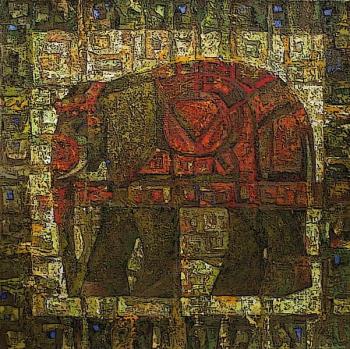 Elephant in red robe. Sviridova Inessa
