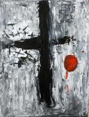 Cross black with circle red. Perez Ruslan