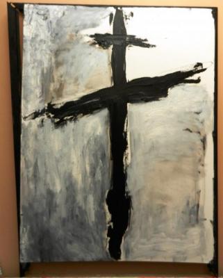 Black cross in a black frame. Perez Ruslan