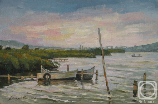 Pohomov Vasilii. Varna lake at sunset