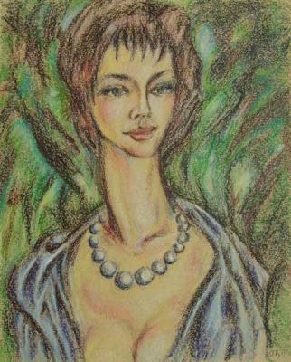 Woman with blue necklace. Kyrskov Svjatoslav