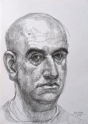 Three Self-portraits/ 19th January 2010 (#3) (Ink Rapidograph). Yudaev-Racei Yuri
