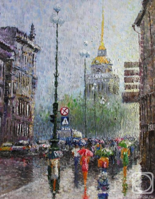 Konturiev Vaycheslav. Nevsky, umbrellas, rain, sun