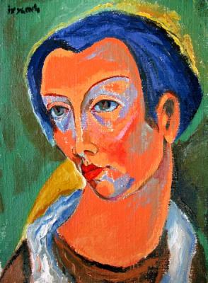 Woman with blue hair